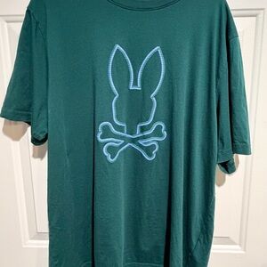 Psycho Bunny Dark Green Tee with Purple Logo